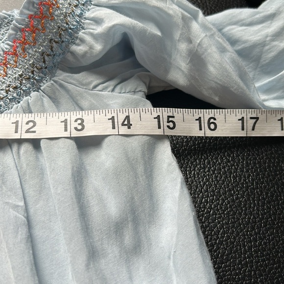 Free People Sunbeams A line Dress Womens Blue Off the Shoulder Boho Festival XS - Picture 12 of 14